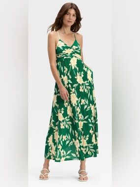 Target‎ Green Maxi Skirt with Cream Floral Print